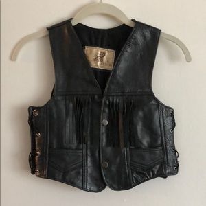 Cropped Leather Vest with Fringe